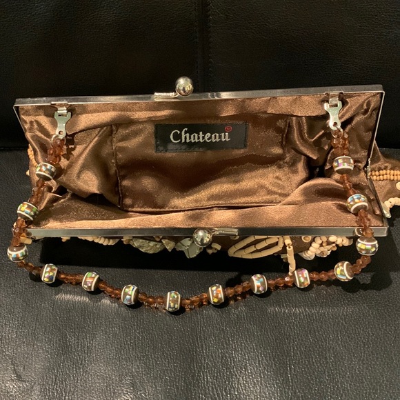 Purse. Chateau. Vintage. Bohemian. Stitched w/ shells & beads. #boho. - Picture 3 of 6